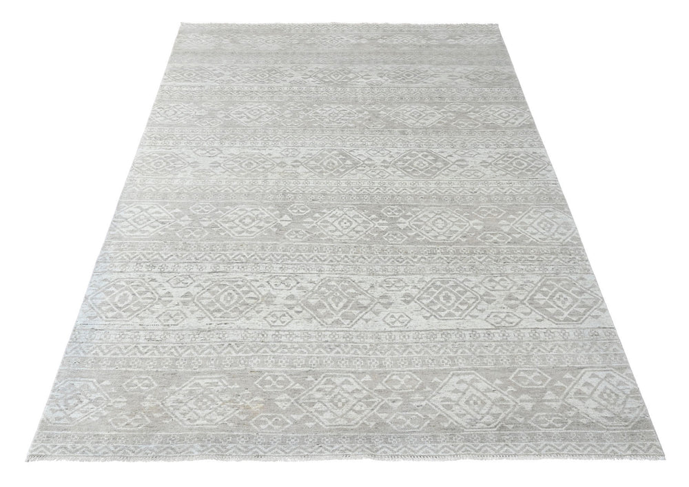 Multi Size Tone on Tone Gray Color Hand Knotted Oushak Wool Oriental Rug