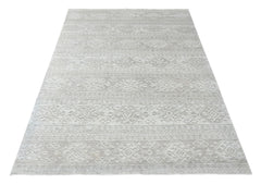 Multi Size Tone on Tone Gray Color Hand Knotted Oushak Wool Oriental Rug