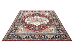 9x12 Rust, Ivory, Blue Color Hand Knotted Oushak Wool Oriental Rug