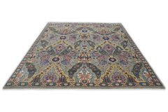 9x12 Gray, Tan, Rose Color Hand Knotted Oushak Wool Oriental Rug