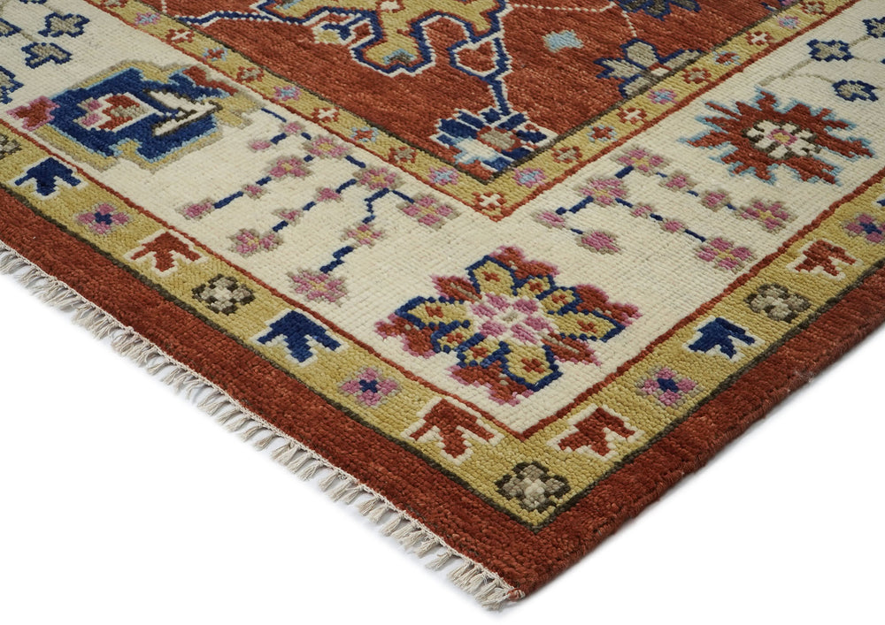 9x12 Burnt Orange, Beige, Tan Color Hand Knotted Oushak Wool Oriental Rug