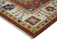 9x12 Burnt Orange, Beige, Tan Color Hand Knotted Oushak Wool Oriental Rug