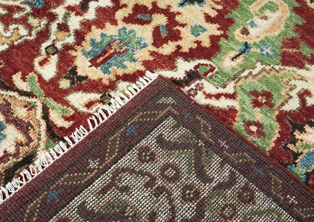 9x12 Rust, Lime, Ivory Color Hand Knotted Oushak Wool Oriental Rug