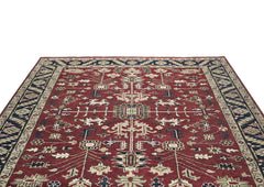 9x12 Rust, Navy, Beige Color Hand Knotted Oushak Wool Traditional Oriental Rug