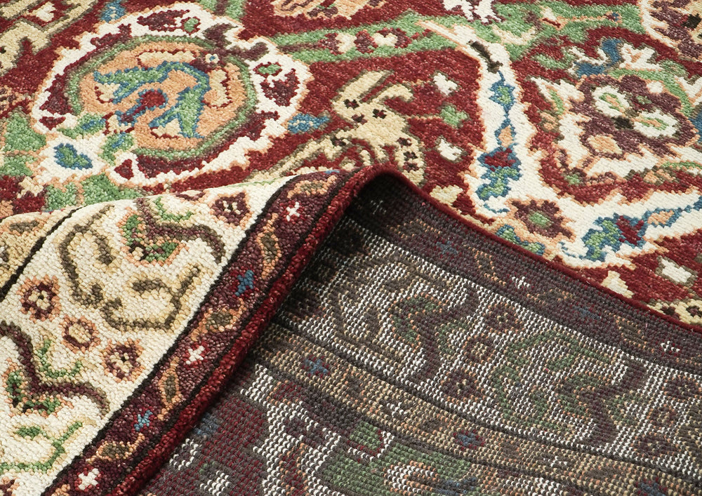 9x12 Rust, Lime, Ivory Color Hand Knotted Oushak Wool Oriental Rug