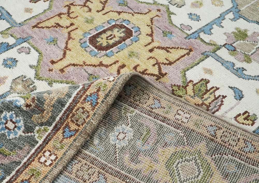 9x12 Beige, Tan, Ivory Color Hand Knotted Oushak Wool Oriental Rug