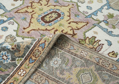 9x12 Beige, Tan, Ivory Color Hand Knotted Oushak Wool Oriental Rug