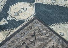 9x12 Gray, Blue, Taupe Color Hand Knotted Oushak Wool Oriental Rug