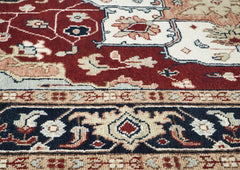 9x12 Rust, Ivory, Blue Color Hand Knotted Oushak Wool Oriental Rug