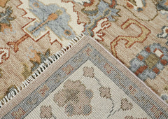 8x10 Mocha, Ivory, Gray Color Hand Knotted Oushak Wool Oriental Rug