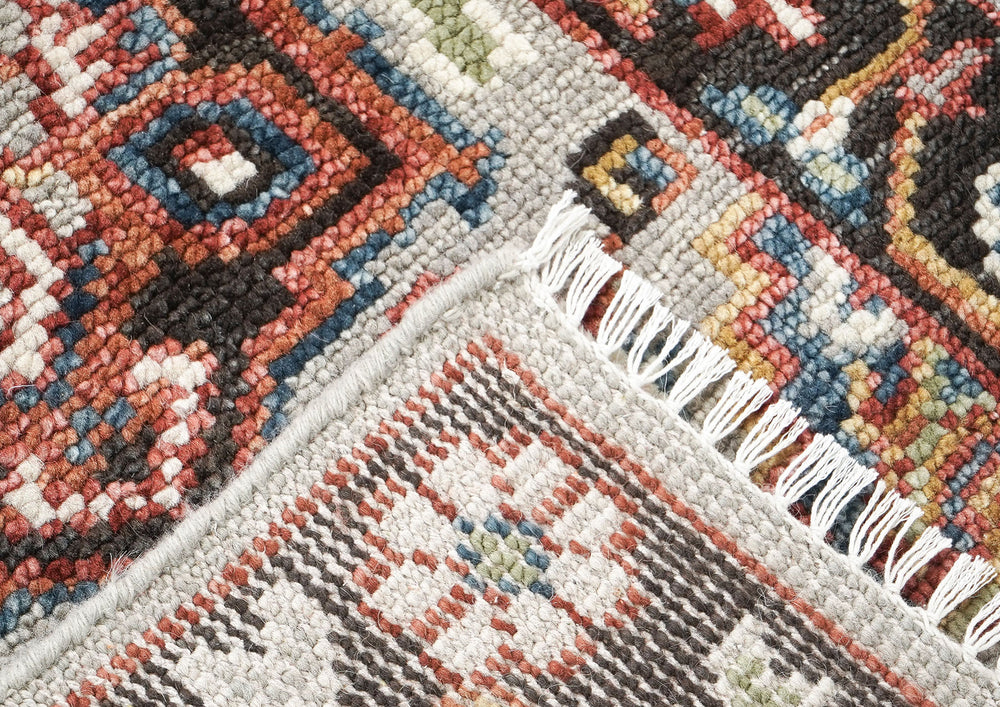 2'6x10 Gray, Rust, Ivory Color Hand Knotted Oushak Wool Traditional Oriental Rug