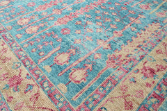 Multi Size Turquoise Light Gold Rose Color Hand Knotted Indo Oushak Wool Traditional Oriental Rug