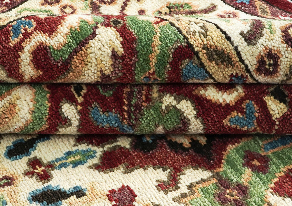 9x12 Rust, Lime, Ivory Color Hand Knotted Oushak Wool Oriental Rug