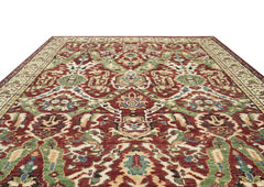 9x12 Rust, Lime, Ivory Color Hand Knotted Oushak Wool Oriental Rug