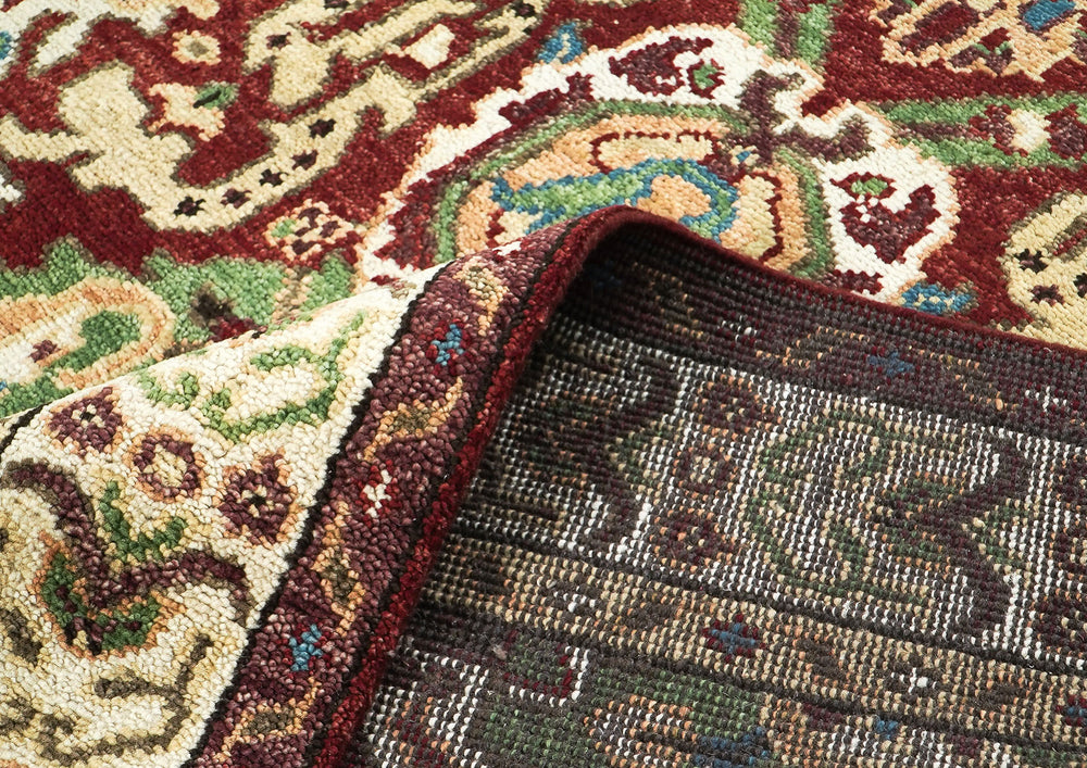 9x12 Rust, Lime, Ivory Color Hand Knotted Oushak Wool Oriental Rug