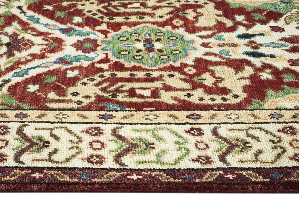 9x12 Rust, Lime, Ivory Color Hand Knotted Oushak Wool Oriental Rug