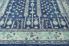Multi Size Blue Aqua Beige Color Hand Knotted Indo Oushak Wool Traditional Oriental Rug