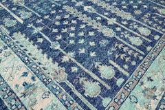Multi Size Blue Aqua Beige Color Hand Knotted Indo Oushak Wool Traditional Oriental Rug
