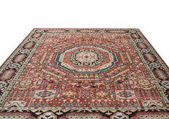 9x12 Rust, Sage, Beige Color Hand Knotted Oushak Wool Traditional Oriental Rug