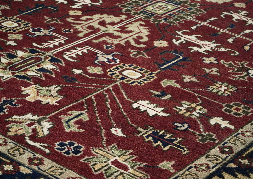 9x12 Rust, Navy, Beige Color Hand Knotted Oushak Wool Traditional Oriental Rug