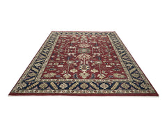 9x12 Rust, Navy, Beige Color Hand Knotted Oushak Wool Traditional Oriental Rug