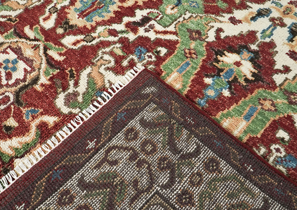 9x12 Rust, Lime, Ivory Color Hand Knotted Oushak Wool Oriental Rug