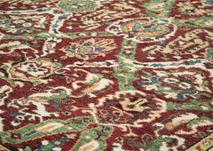 9x12 Rust, Lime, Ivory Color Hand Knotted Oushak Wool Oriental Rug
