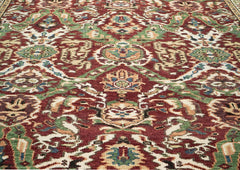9x12 Rust, Lime, Ivory Color Hand Knotted Oushak Wool Oriental Rug
