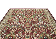 9x12 Rust, Lime, Ivory Color Hand Knotted Oushak Wool Oriental Rug