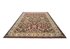 9x12 Rust, Lime, Ivory Color Hand Knotted Oushak Wool Oriental Rug
