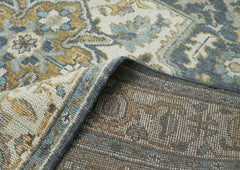 9x12 Blue, Gray, Beige Color Hand Knotted Oushak Wool Oriental Rug