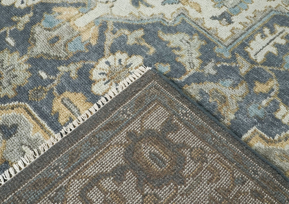 9x12 Blue, Gray, Beige Color Hand Knotted Oushak Wool Oriental Rug