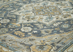 9x12 Blue, Gray, Beige Color Hand Knotted Oushak Wool Oriental Rug