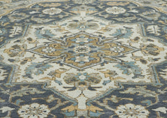9x12 Blue, Gray, Beige Color Hand Knotted Oushak Wool Oriental Rug
