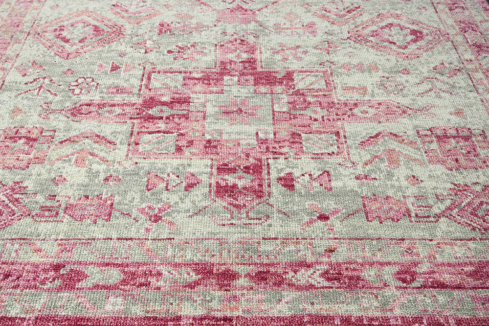 Multi Size Gray Beige Pink Color Hand Knotted Indo Oushak Wool Traditional Oriental Rug