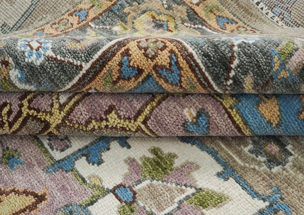 9x12 Beige, Tan, Ivory Color Hand Knotted Oushak Wool Oriental Rug