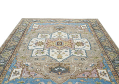 9x12 Beige, Tan, Ivory Color Hand Knotted Oushak Wool Oriental Rug