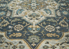 9x12 Blue, Gray, Beige Color Hand Knotted Oushak Wool Oriental Rug