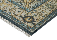 9x12 Blue, Gray, Beige Color Hand Knotted Oushak Wool Oriental Rug