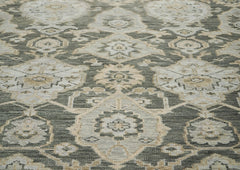 9x12 Gray, Ivory, Tan Color Hand Knotted Oushak Wool Transitional Oriental Rug