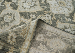 9x12 Gray, Ivory, Tan Color Hand Knotted Oushak Wool Transitional Oriental Rug