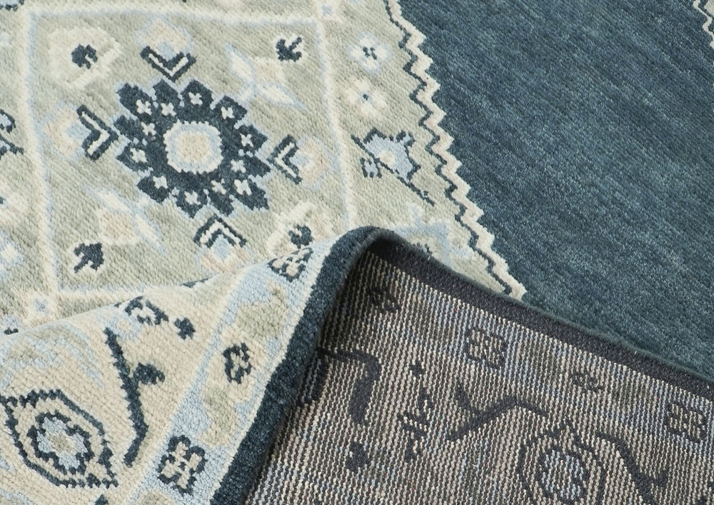 9x12 Gray, Blue, Taupe Color Hand Knotted Oushak Wool Oriental Rug