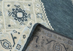 9x12 Gray, Blue, Taupe Color Hand Knotted Oushak Wool Oriental Rug