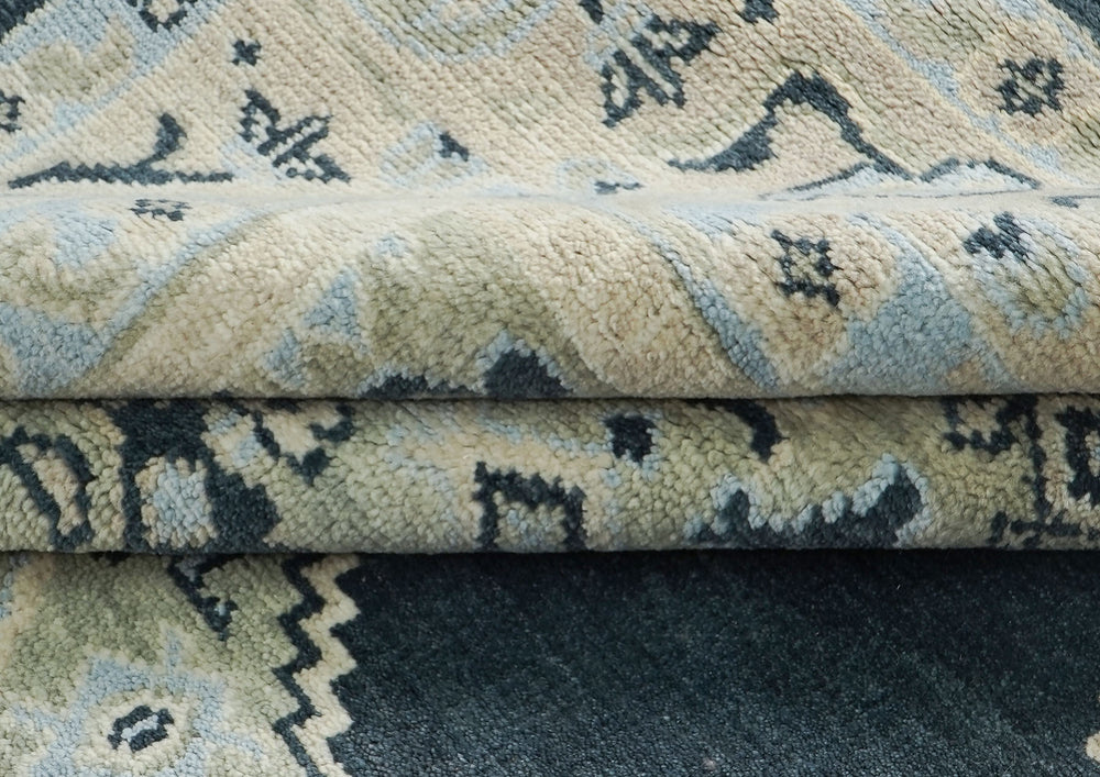 9x12 Gray, Blue, Taupe Color Hand Knotted Oushak Wool Oriental Rug