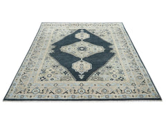 9x12 Gray, Blue, Taupe Color Hand Knotted Oushak Wool Oriental Rug
