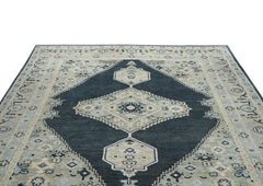 9x12 Gray, Blue, Taupe Color Hand Knotted Oushak Wool Oriental Rug