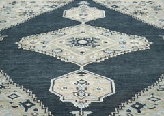 9x12 Gray, Blue, Taupe Color Hand Knotted Oushak Wool Oriental Rug