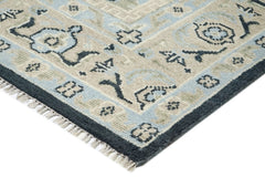 9x12 Gray, Blue, Taupe Color Hand Knotted Oushak Wool Oriental Rug