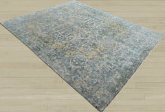 8x10 Gray, Beige, Light Gold Color Hand Knotted Oushak Wool Transitional Oriental Rug