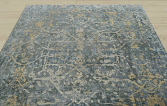 8x10 Gray, Beige, Light Gold Color Hand Knotted Oushak Wool Transitional Oriental Rug